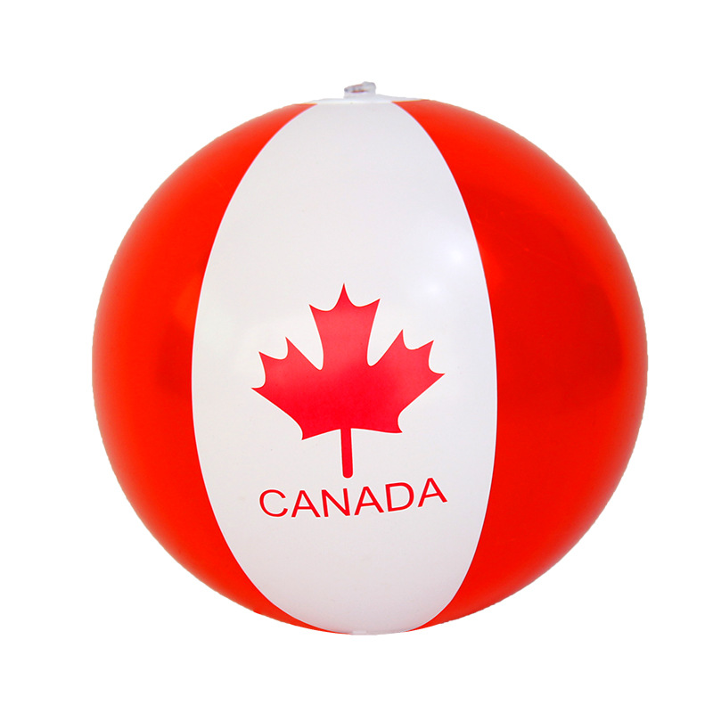 虹雨® 厂家定制logo枫树叶红色pvc充气球促销广告球CANADA加拿大沙滩球详情图5