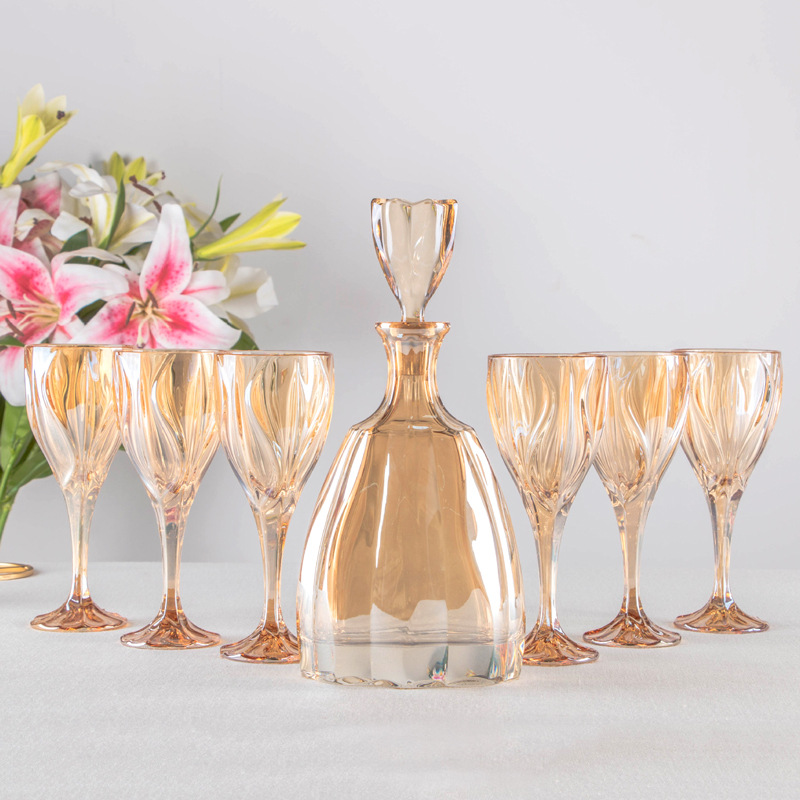 Clear crystal goblet colored champagne 透明水晶杯酒具炫彩欧式洋酒 高脚杯酒具套装图