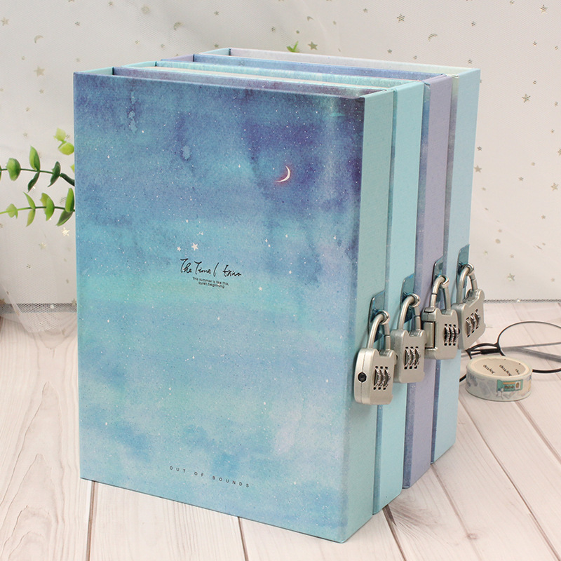 Student Password Book With Lock Diary A5 Box Girl Heart Little Fresh Lock Book Art Book Lock Book Children's Gift details Picture