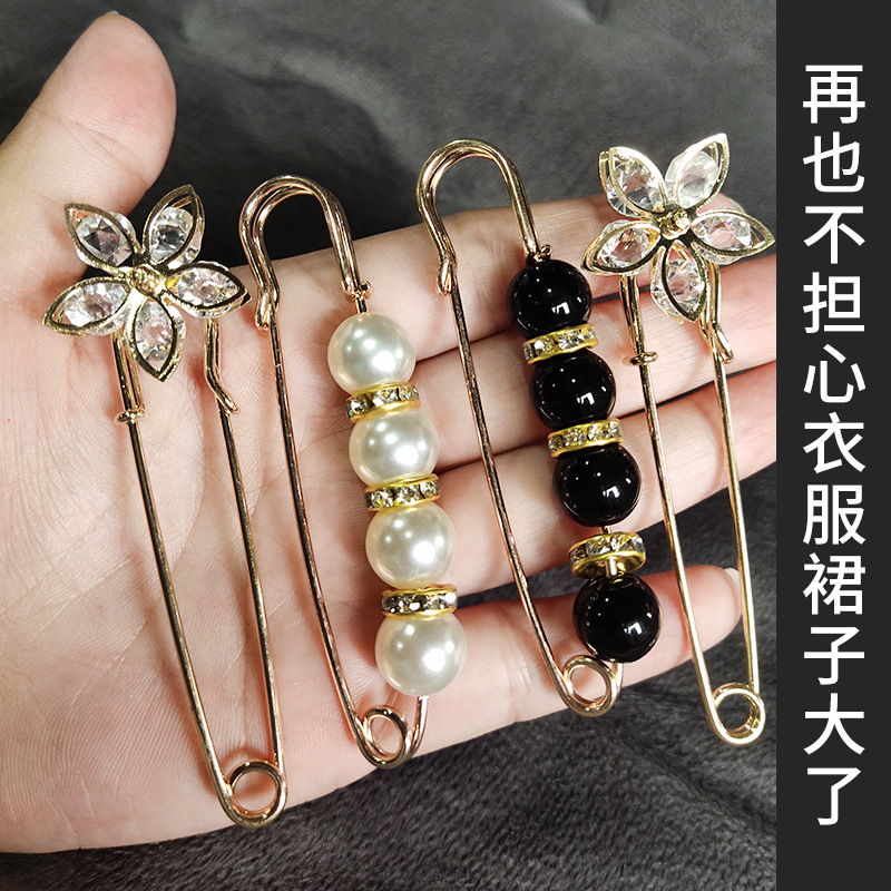 Slimming waist-cinching wonder, large brooch, pearl brooch, rhinestone, anti-glare brooch, clothing accessories, accessories and ornaments