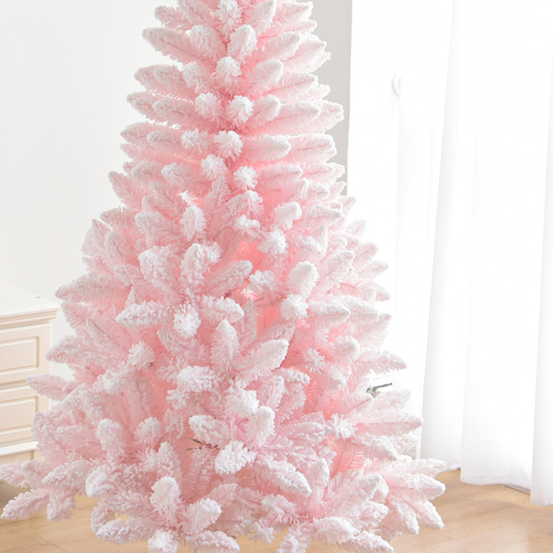 Macaron Pink Sticky Snow Christmas Tree Decoration Mesh Red Desktop Snow High-End Christmas Tree Item Picture