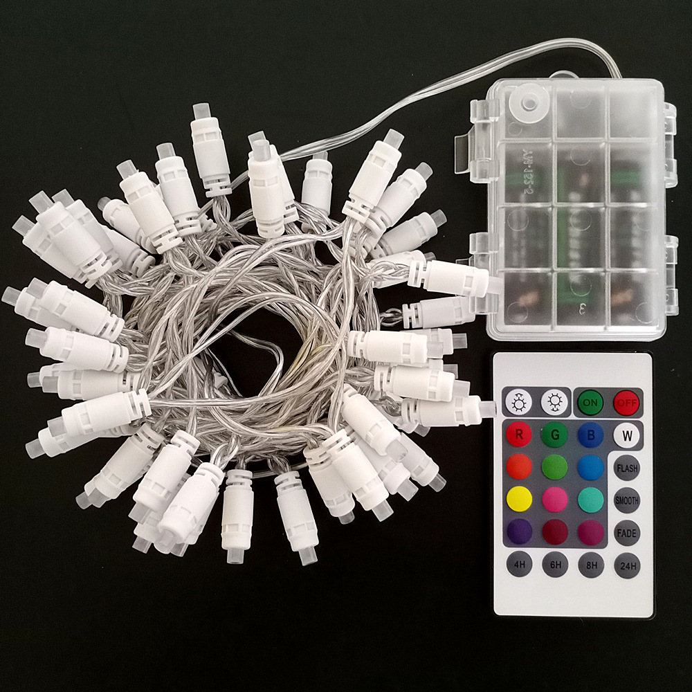 16-color LED Christmas light string, battery-powered outdoor waterproof light string with remote control, room party decoration color light Specification image