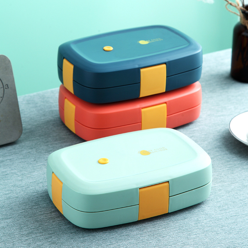 304 stainless steel four-button insulated lunch box bento portable single compartment lunch box students office INS bento box