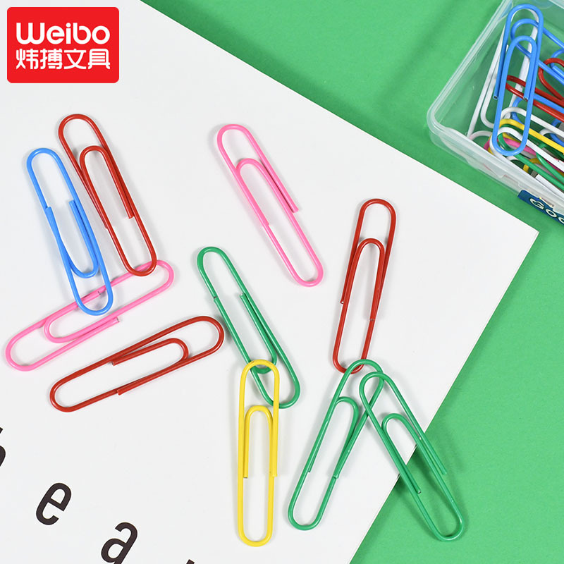 Weibo Creative Colored PVC paperclip, student plastic safety pin, bookmark label, curved pin, large capacity