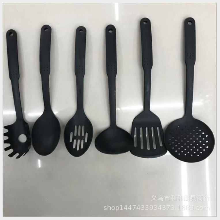 Creative nylon 6-piece set black kitchen spoon shovel kitchen utensils factory direct sales Zhejiang Yiwu Item Picture