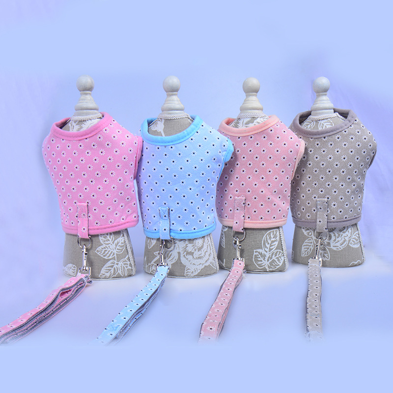 Fashionable dog pet leash vest for summer, thin and small and medium-sized dog teddy chest and back pet carrier clothes