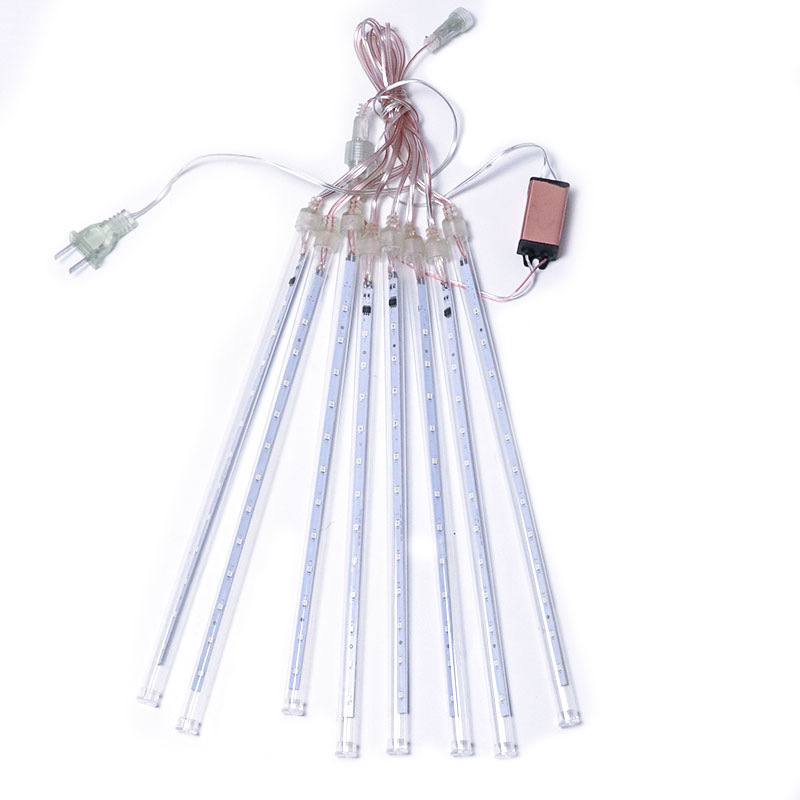 Factory direct supply of led light strings for outdoor rainproof led meteor shower, 50 cm, 8 pieces per set, colored lights for courtyard hanging lights Item Picture