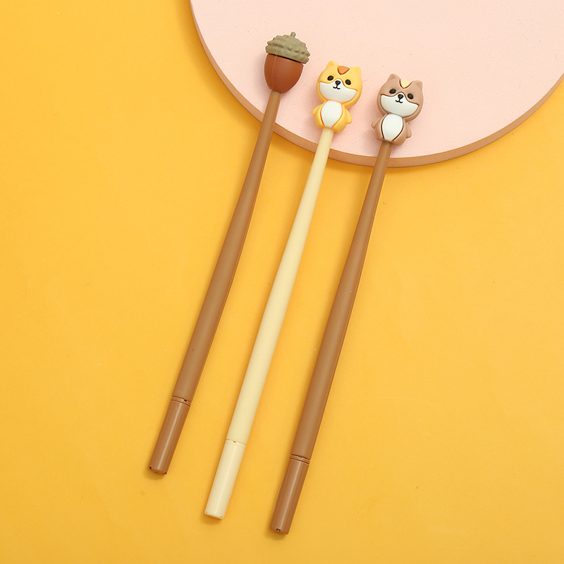 Korean version silicone cartoon gel pen, Squirrel Nut soft silicone gel pen, 48 pieces per box, gel pen wholesale details Picture