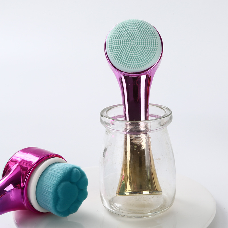 Silicone double-sided soft bristle facial brush, 3D manual facial cleansing brush, makeup removal, blackhead removal, deep pore cleaning tool Specification image