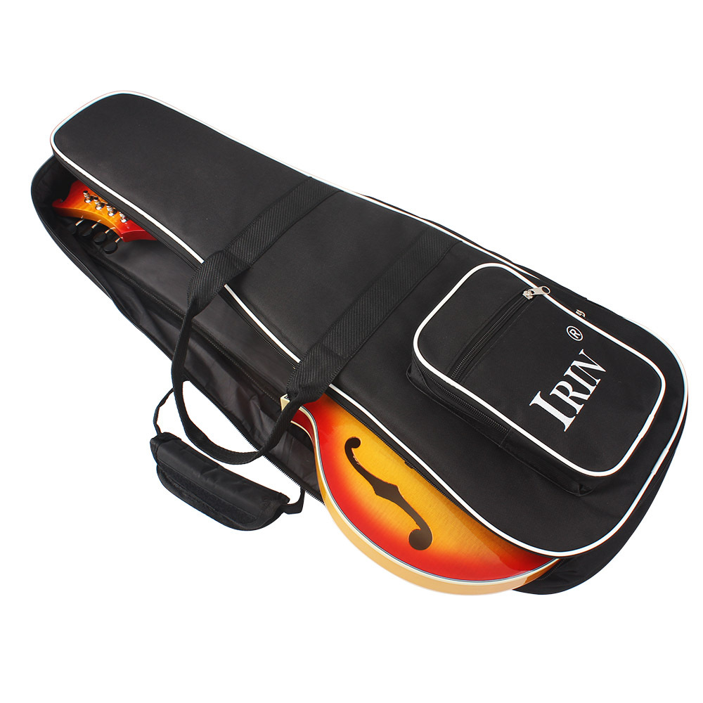 Black mandolin guitar case, thickened and cotton-padded, ethnic-style mandolin bag, backpack, musical instrument case, Tibetan guitar case Application Scenario