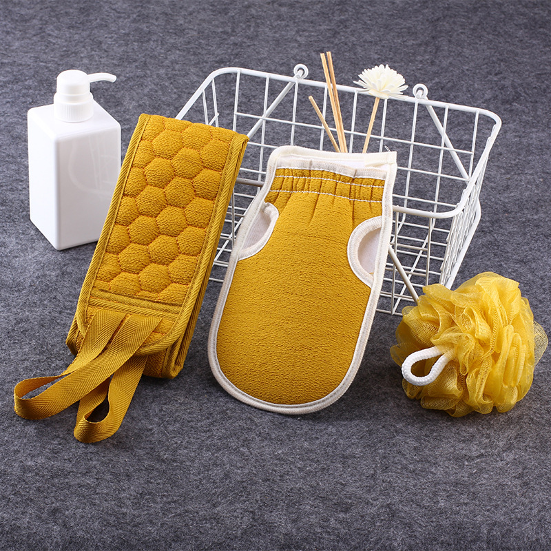 Bath Towel Bath Accessories 3-Piece Thickened Mud Cleaning Bath Ball Combination Set Stretch Strip Strip Wipe Wipe Application Scenario