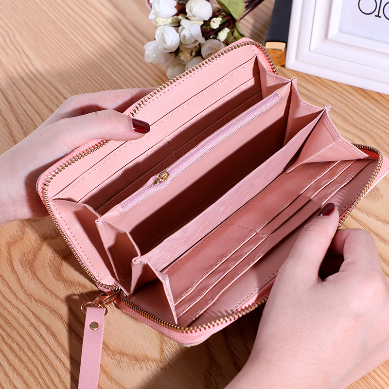 2020新款韩版钱包女长款拉链大容量手机包百搭韩版拼接手拿包卡包 Item Picture