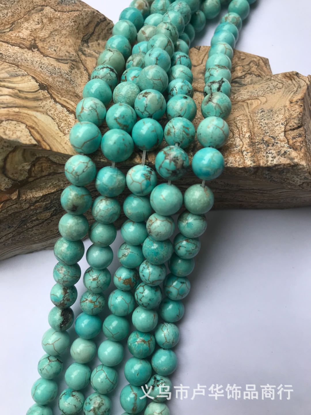 跨境直销天然石绿松石圆珠 半成品汉式发簪散珠手工饰品配件批发产品图