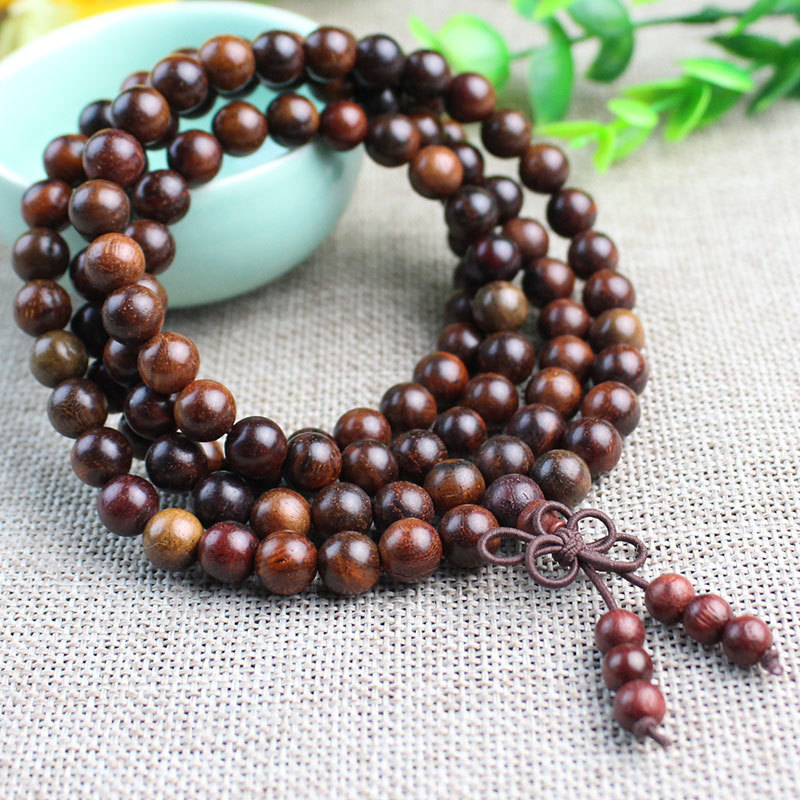 Manufacturers Wholesale Acidwood Hand String Mahogany Buddhist Beads 108 Buddhist Beads Beads Beads Necklace Men's And Women's Jewelry Play Specification drawing