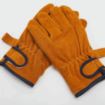 Cowhide double layer driver's gloves cowhide gloves thickened labor protection cowhide plus long electric welding gloves fireproof flower