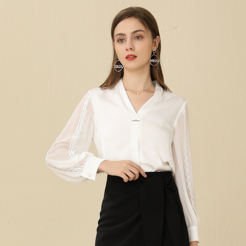 The 2022 autumn new V-neck women's dress features a unique Korean design with a long-sleeved top and a stylish embroidered chiffon shirt Specification image