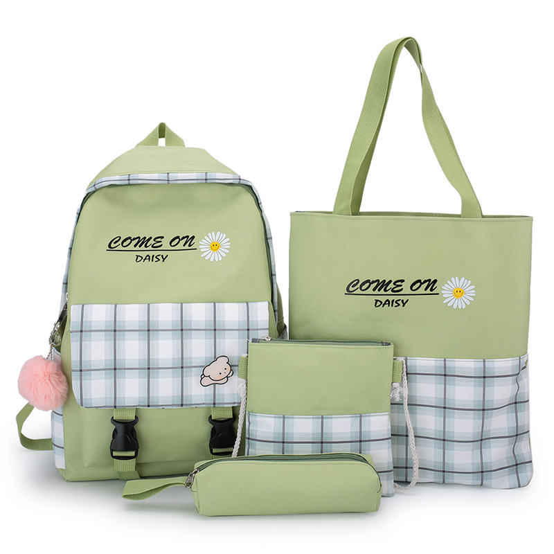 Mochila escolar multipieza versión coreana escuela secundaria escuela secundaria campus simple bolsa de estudiante mochila para estudiantes universitarios linda mochila a cuadros Item Picture
