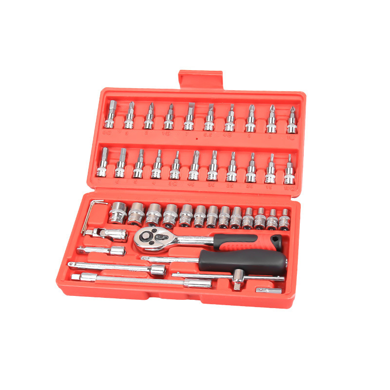 1/4 Xiaofei 46 Sets Small Quick Ratchet Sleeve 6.3Mm Auto Repair Sleeve Auto Maintenance Tool Set Hardware Item Picture