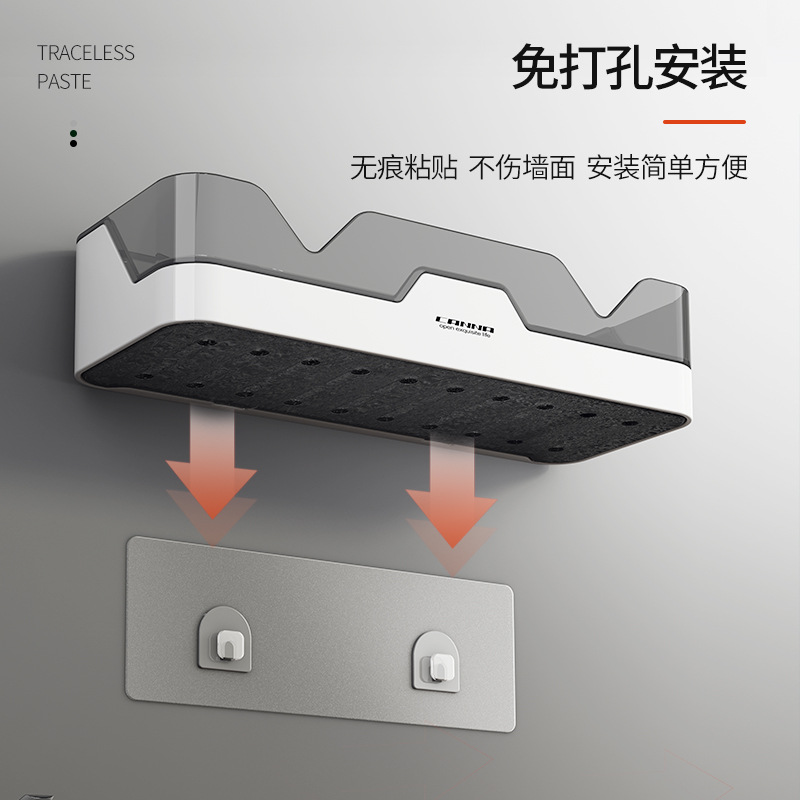 Bathroom Shelf-Free Perforation-Free Wall-Mounted Kitchen Bathroom Washstand Toiletries Storage On Bathroom Wall Application Scenario