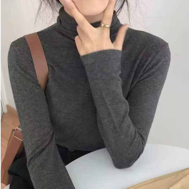 Autumn and winter high-neck women's slim-fit sweater 2022 new style soft and fluffy collar knitted sweater paired with a stylish base layer