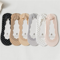 2021 spring and summer women's socks polka Dot Ice Silk invisible socks silicone non-slip shallow mouth boat socks retro Polka dot wazi wholesale