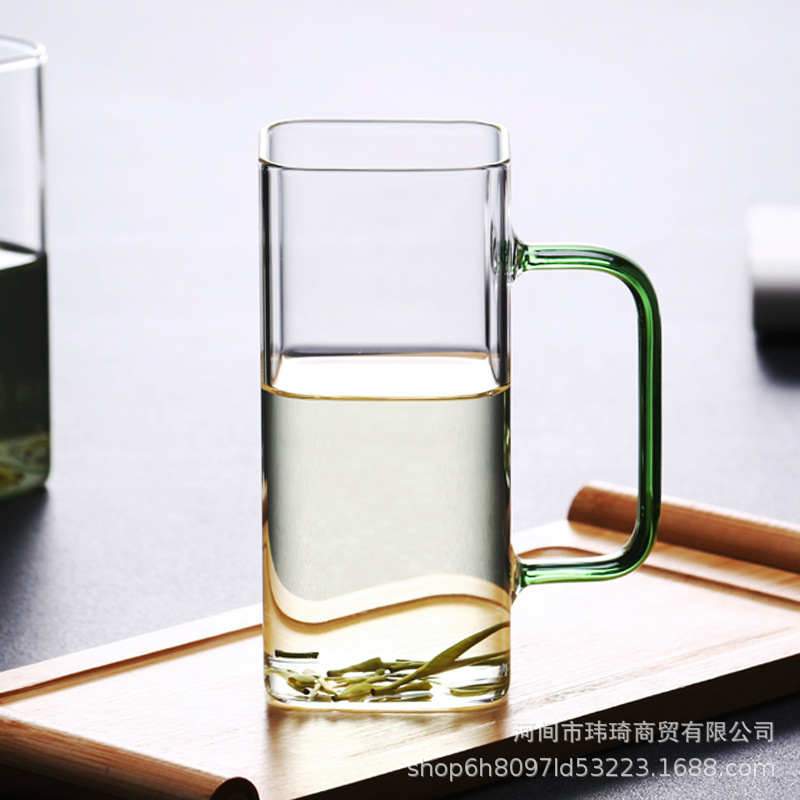 玻璃杯子方形/耐热家用透明/无盖单层泡茶细节图