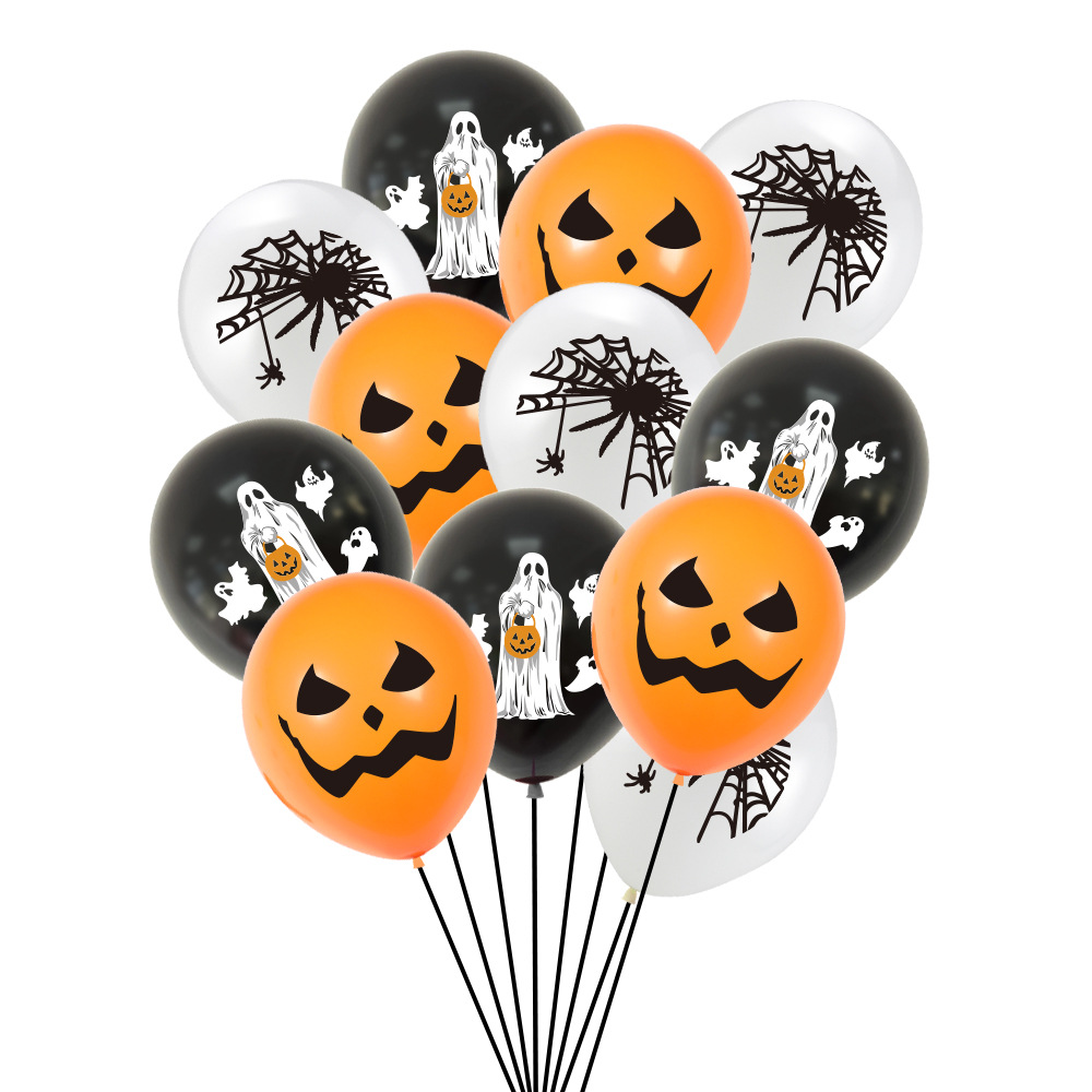 New Halloween party decoration balloon set: Pumpkin, spider ghost, printed latex balloon wish