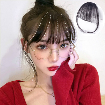 Synthetic fiber wigs for women with bangs, popular Internet celebrity air bangs with sideburns for face shaping, false bangs for women to live-stream and sell products