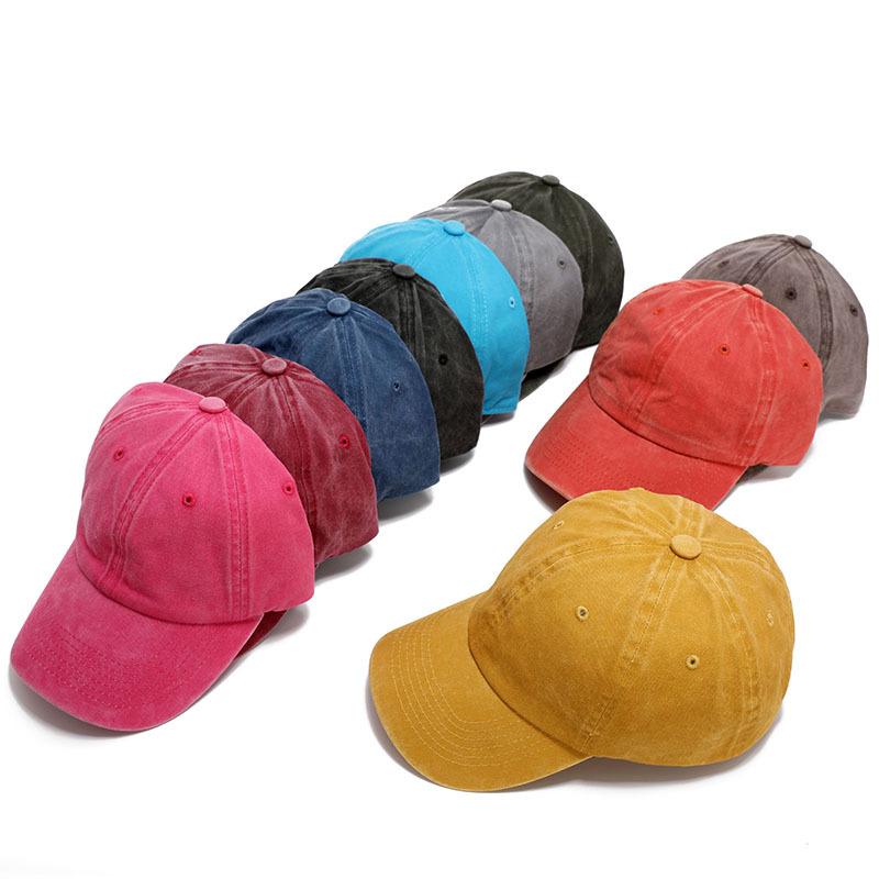 Wholesale of new summer cotton washed baseball caps, curved brim distressed retro household sunshade caps and outdoor denim baseball caps