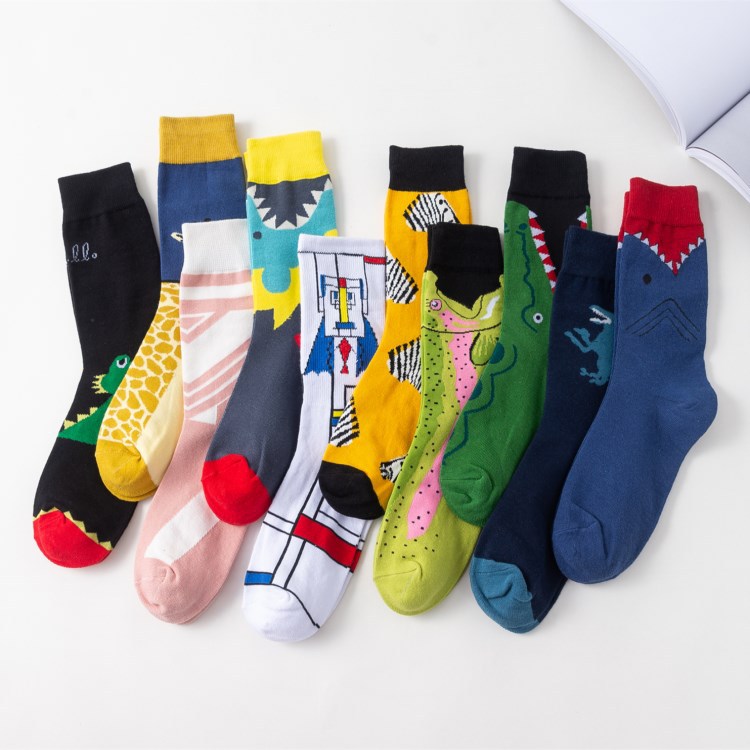 New autumn and winter Korean cartoon series funny mid-calf trendy socks, Japanese cotton men's and women's socks, internet-famous socks details Picture