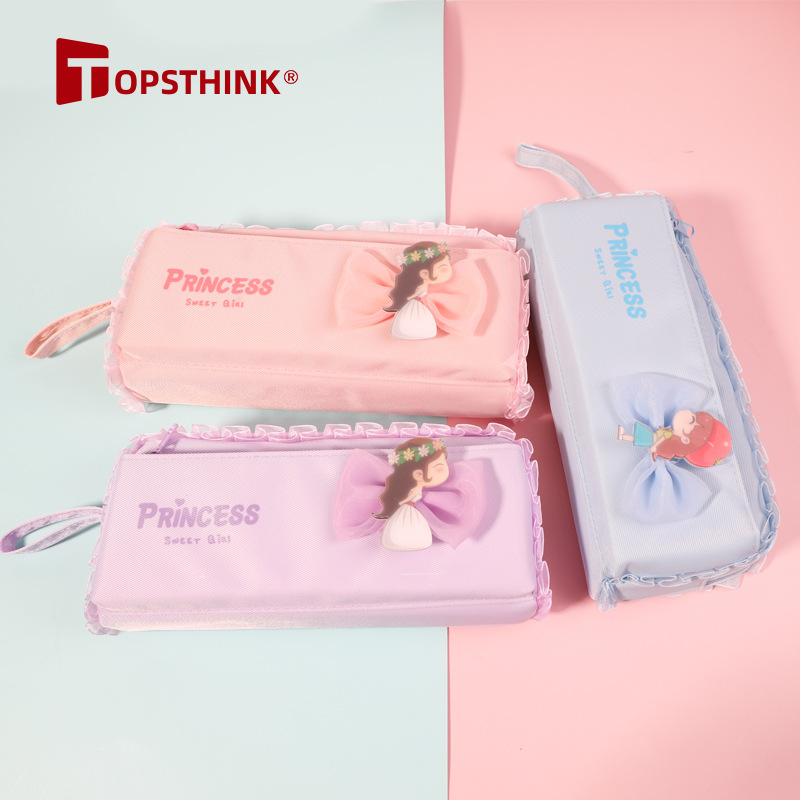 自有品牌 小众简约大容量帆布手提笔袋文具盒 小清新女孩硅胶款小学生文具收纳盒现货批发