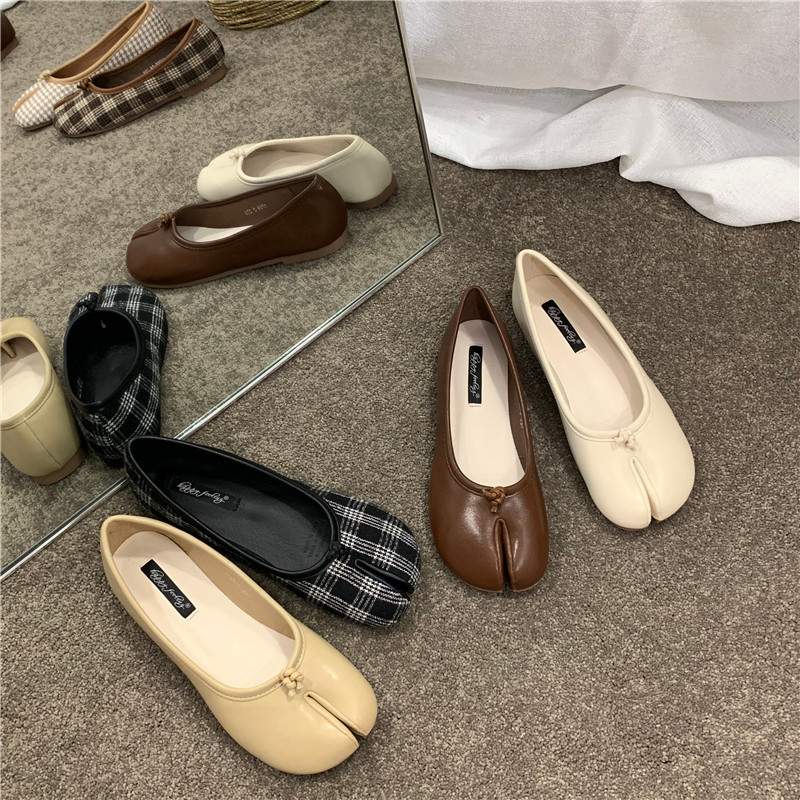 Doudou Shoes Women's Shoes 2025 new summer split toe pig's hoof shoes, toe lazy horse hoof shoes, flat single shoes, autumn shoes Specification image
