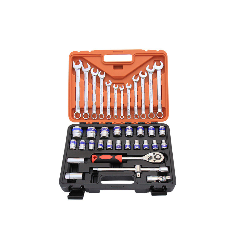 A 37-piece set of automotive socket toolbox combination, auto repair tools, ratchet wrench set, and repair kit Specification image