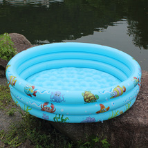 婴儿充气水池90cm120cm150印花PVC泳池充气玩具三环圆形游戏池宝宝戏水池钓鱼池
