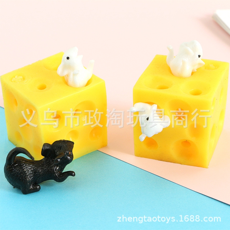 Simulated Cheese Mouse Blow Off Toy Hole Hole Ball Square Hole Hole Pinch Toy Simulated Toast details Picture