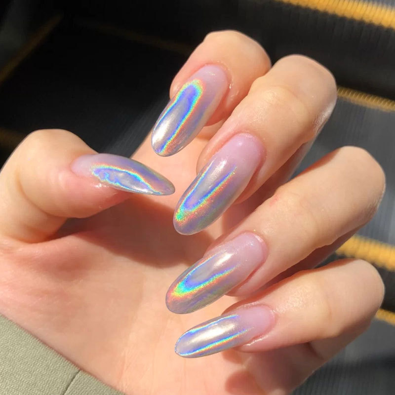 Nail New Solid Electroplating Laser Powder Seven Color Magic Mirror Flash Powder Solar Laser Mirror Silver Flash Powder Application Scenario