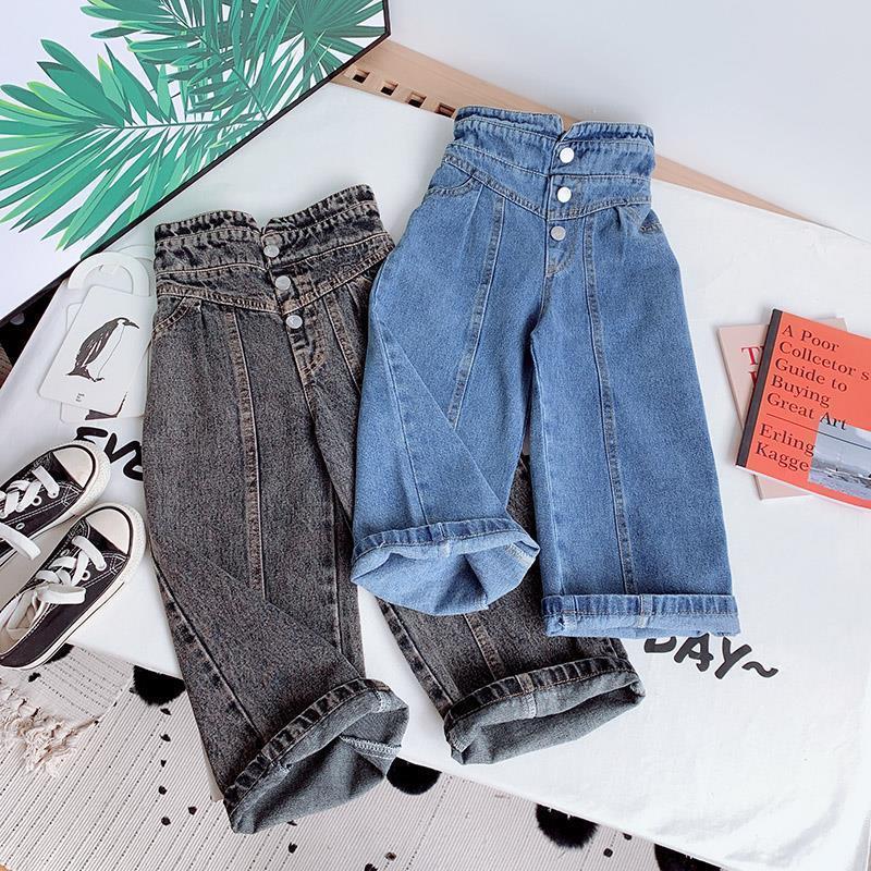 Children's clothing, girls' wide-leg pants 2022 new autumn collection, baby stylish straight-leg pants, children's high-waisted jeans, long pants trend