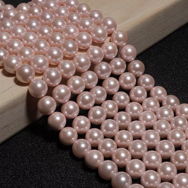 3-12 Natural shell beaded imitation pearl white round bead sweater chain Loose bead bracelet necklace wholesale accessories Specification image
