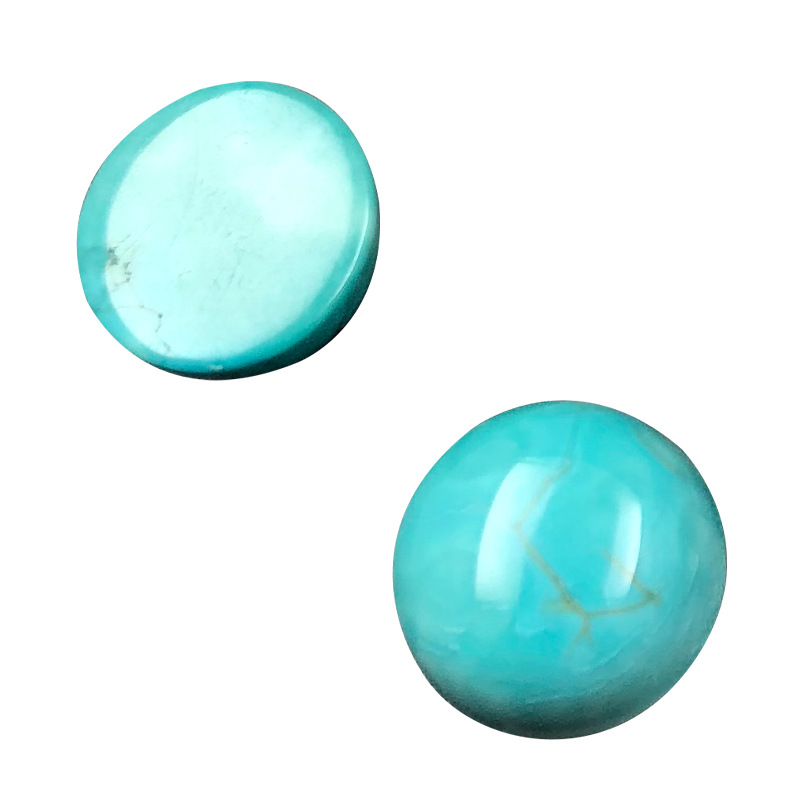 Natural Turquoise Raw Mineral Loose Bead Ring Surface Bare Stone Processing Round Gem Jewelry Accessories Turquoise Raw Stone Pendant Item Picture