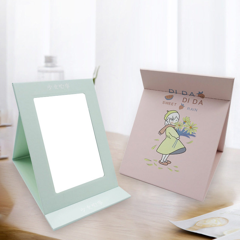 Celia Paper Folding Makeup Mirror Hd Desktop Desktop Princess Strawberry Mirror Student Dormitory Portable details Picture