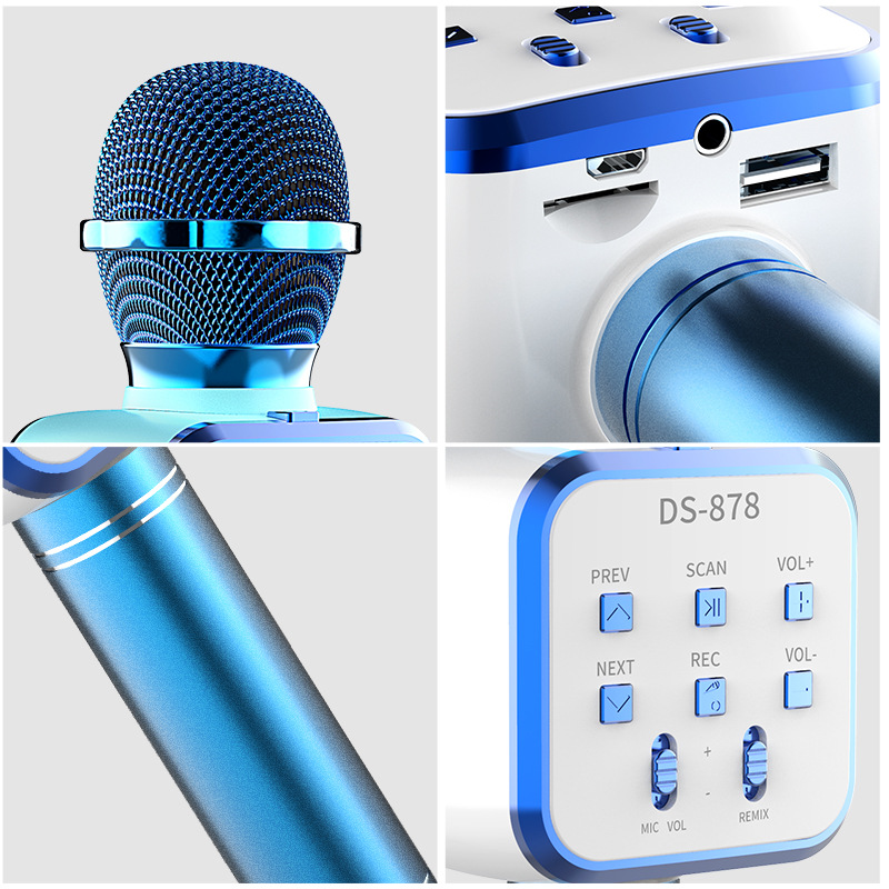 DS878 Children's microphone speaker, Macaron wireless Bluetooth microphone. Small batch, logo can be added details Picture