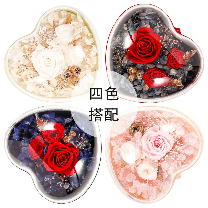 Romantic Valentine's Day Gift Box Tumbler Heart Eternal Flower Gift Box Christmas Jewelry Box Ring Pendant Drawer Accessories Specification drawing