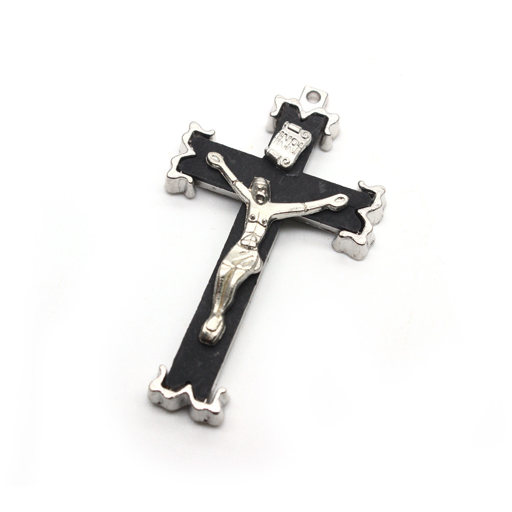 (10 pieces per package) Black cross rosary Necklace Pendant accessory DIY jewelry Amazon E-commerce 10 details Picture