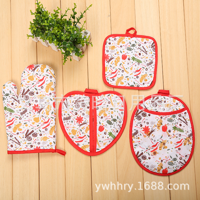 【LOVELY HOME】 】 Heat insulated microwave oven gloves High temperature resistance skewer barbecue 4-piece thickened oven baking gloves 4PCS Specification drawing