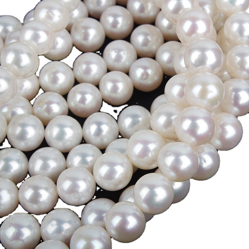 Factory direct supply of 10-11mm nearly perfect round natural freshwater pearl necklace DIY semi-finished accessory materials Item Picture