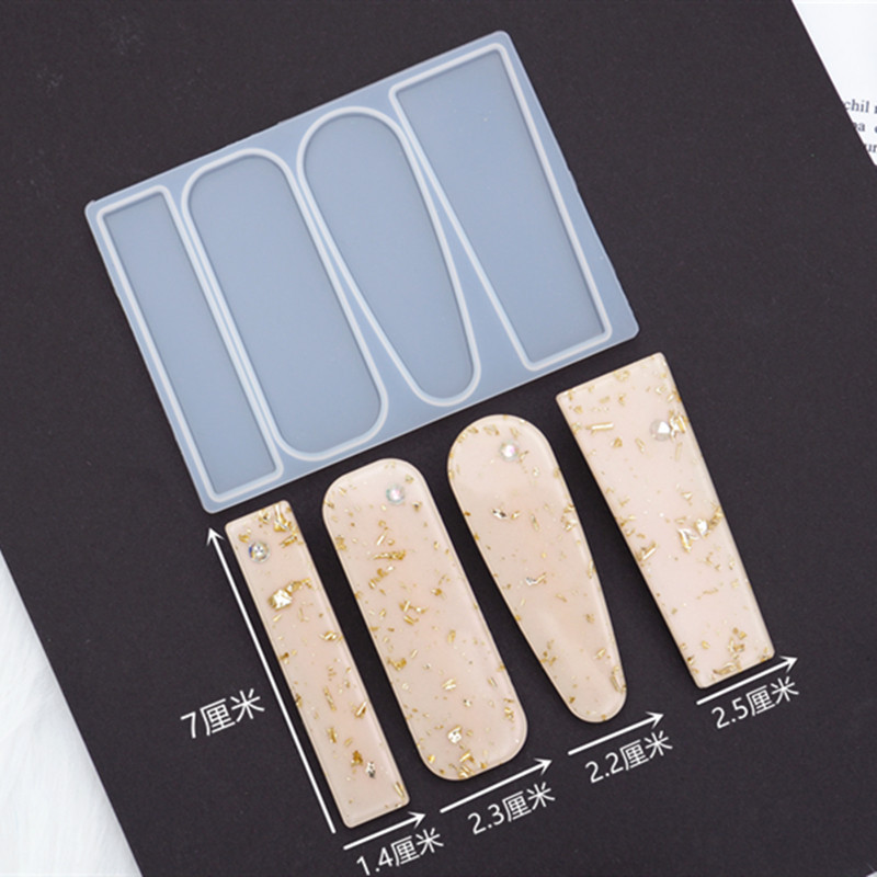 diy crystal resin mold hair clip, self-made personalized geometric girlish style hair clip mirror resin silicone mold Item Picture