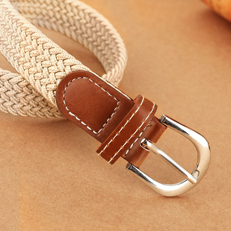 The popular canvas belts on the Internet, women's elastic woven elastic belt, men's and women's Korean version needle-buckle student thin belt Specification image