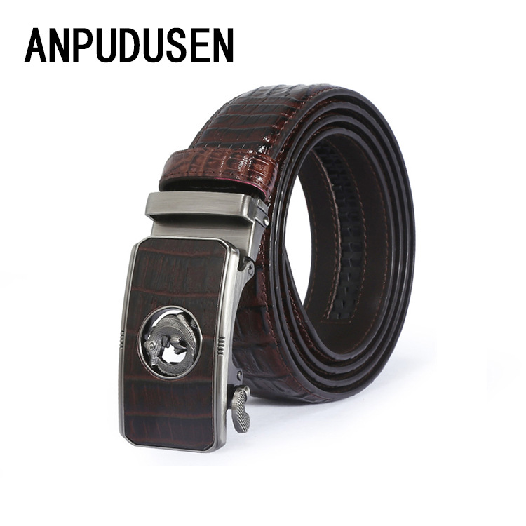 2020 Stall Selling Business Men's Crocodile Ribbon Personality Alloy Automatic Buckle Belt Spot Wholesale Specification drawing