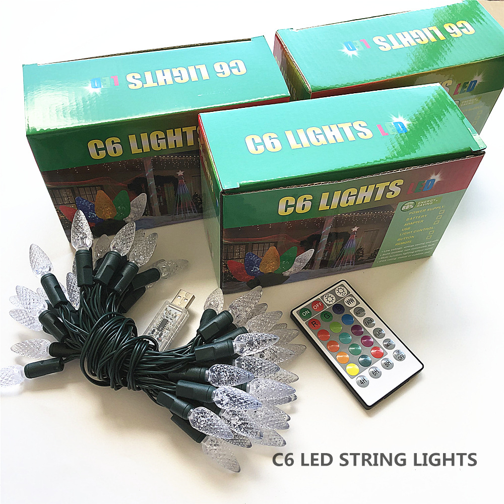 Cross-border best-selling remote control USB strawberry light string 16-color RGB with flashing color lights outdoor Christmas LED decorative string lights Application Scenario