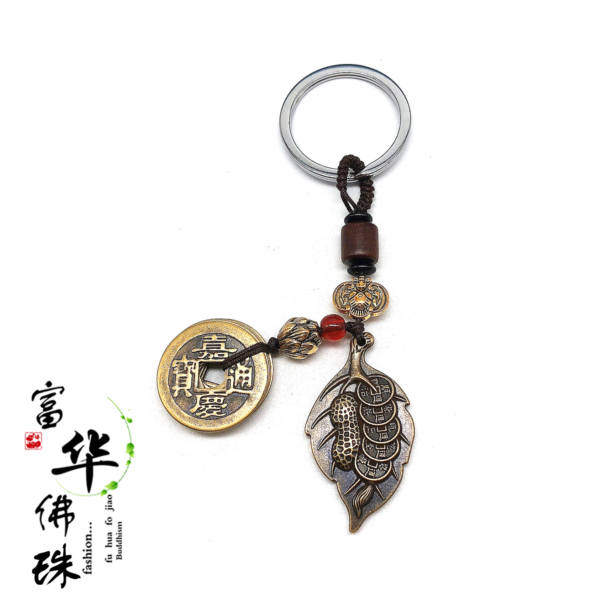 纯铜五帝钱葫白底实物图